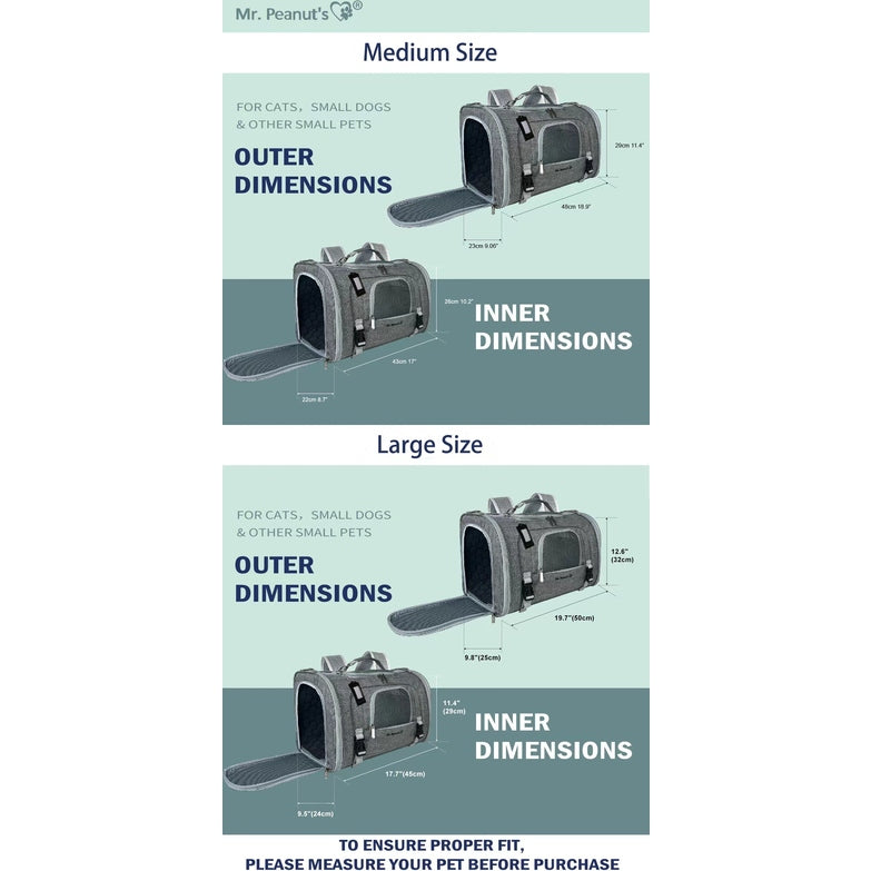 Mr. Peanut's Monterey Series Airline Compliant Horizontal Backpack Pet Carrier