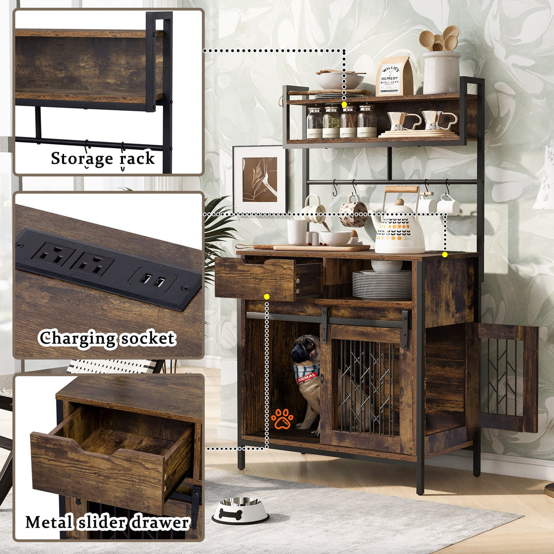 2 in 1 Pet Friendly Dog Crate Composite Desk Hutch