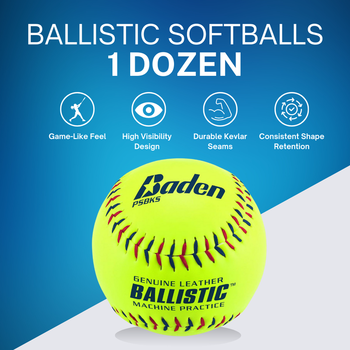 Baden Sports Ballistic Pitching Machine Softballs - 1 Dozen
