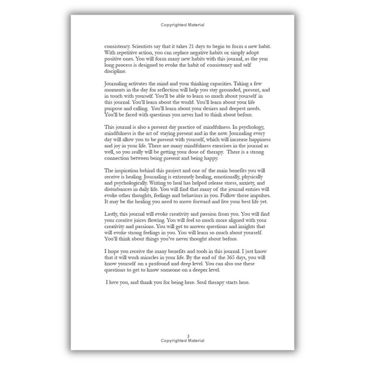 Soul Therapy: A 365 day journal for self exploration, healing and reflection Spiral Bound