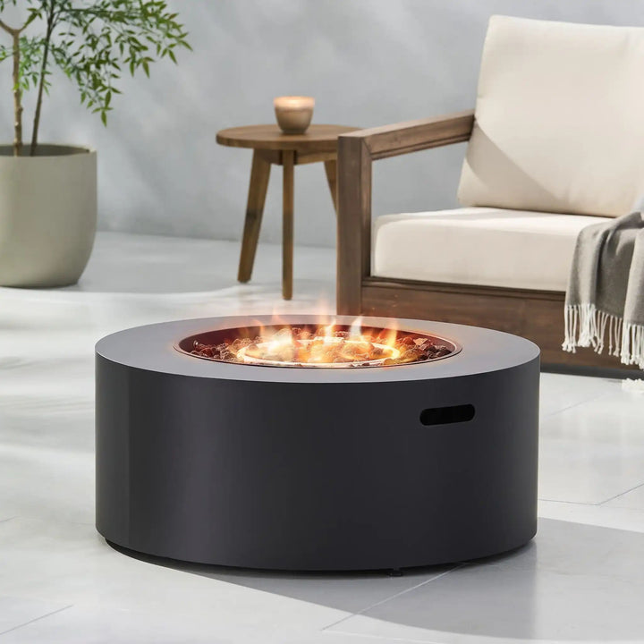 Round Iron Fire Pit With 40,000 Btu