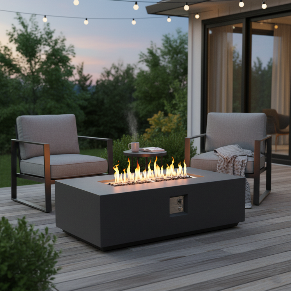 Volon Modern Rectangular Fire Pit Table