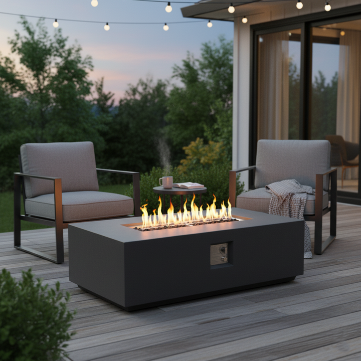 Volon Modern Rectangular Fire Pit Table