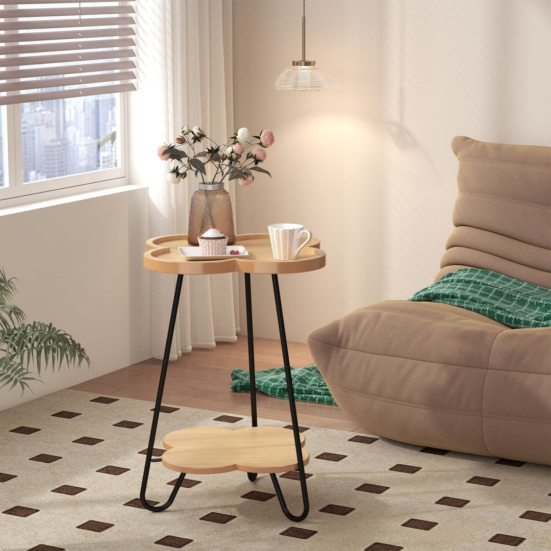 Petal Shape Accent Side Table - Acacia Wood