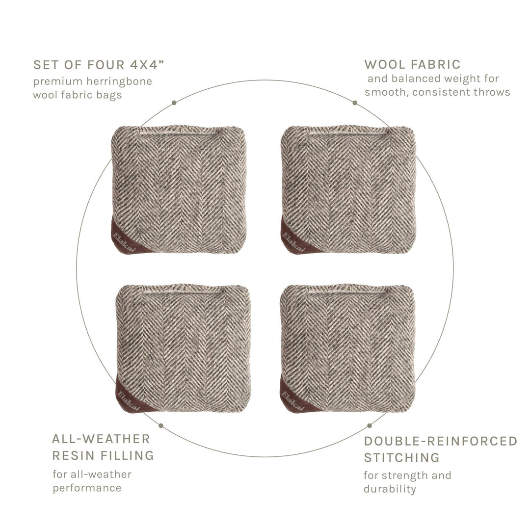 4-in Travel Herringbone Cornhole Bags - All-Weather Design
