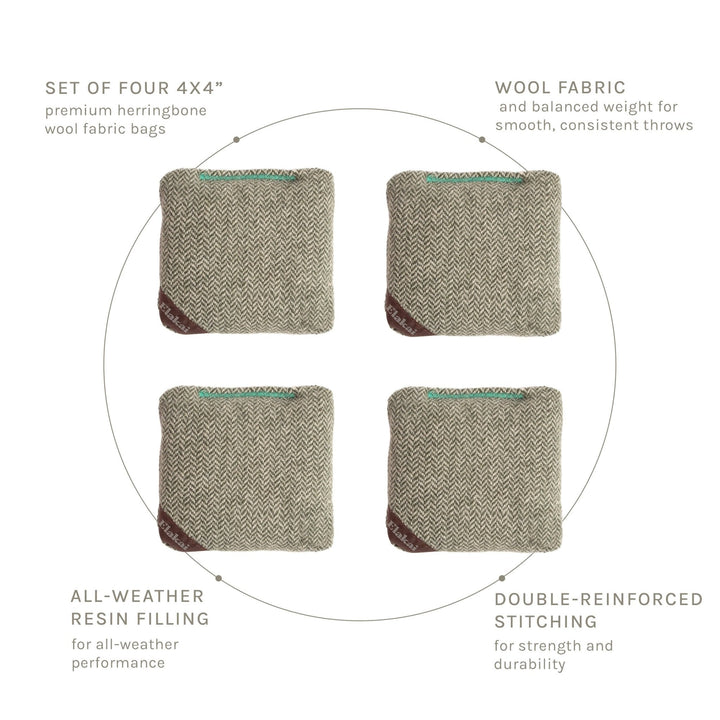 4-in Travel Herringbone Cornhole Bags - All-Weather Design