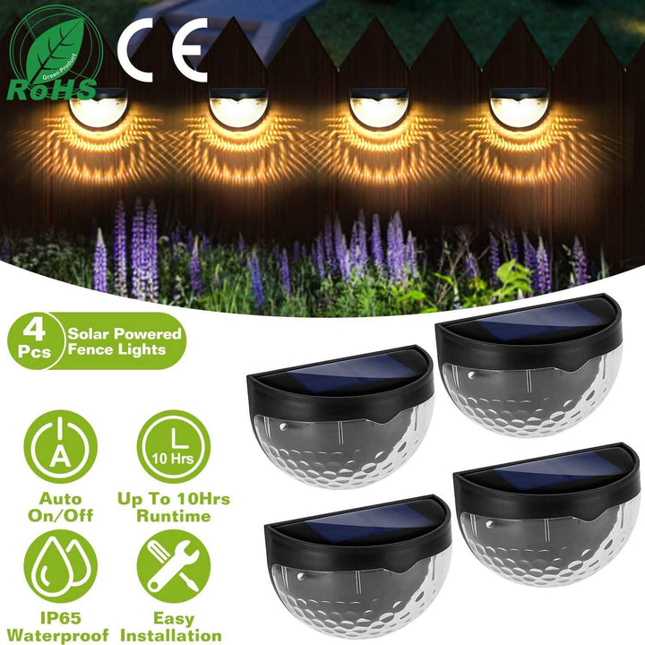 4-Piece Solar Fence Outdoor Lights for Illumination