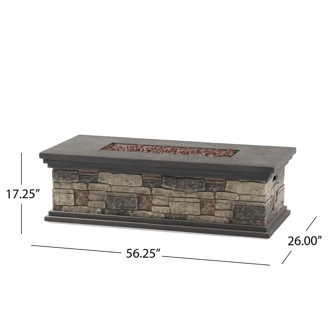 Rectangle Fire Pit with Concrete and Steel Frame
