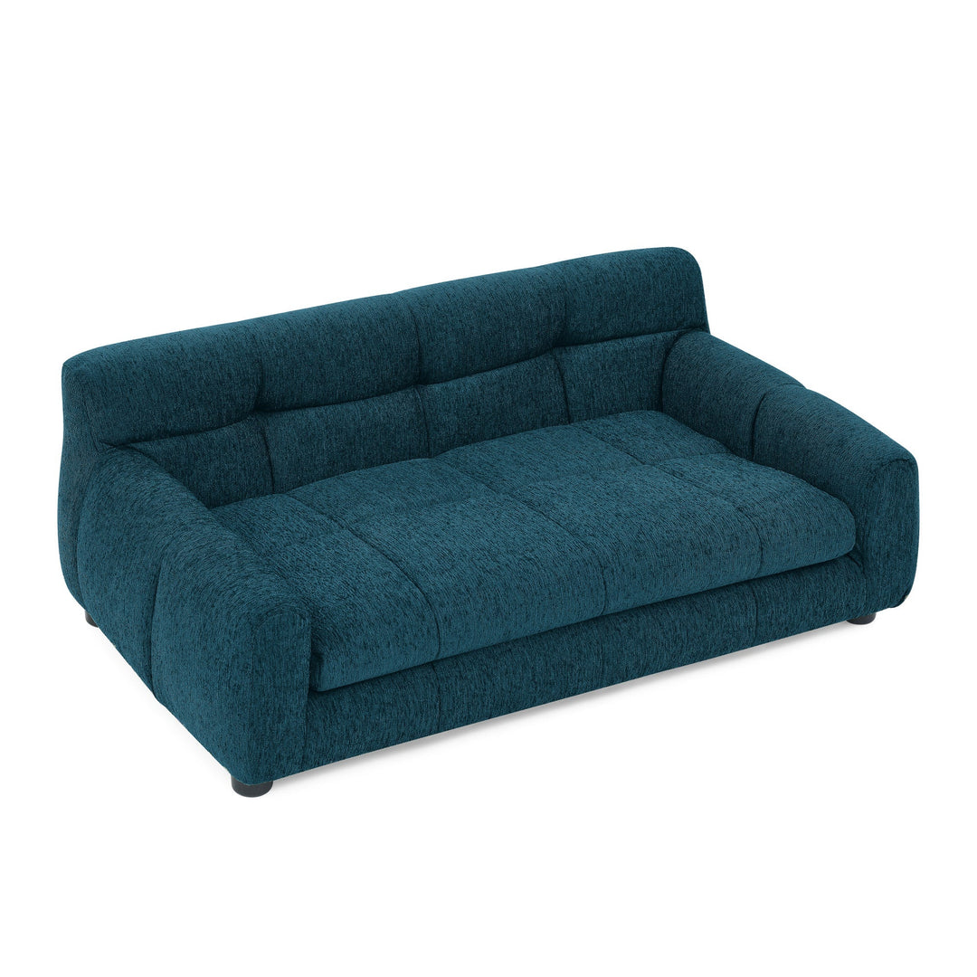 Soft Comfortable Pet Sofa with Backrest and Armrests in Blue