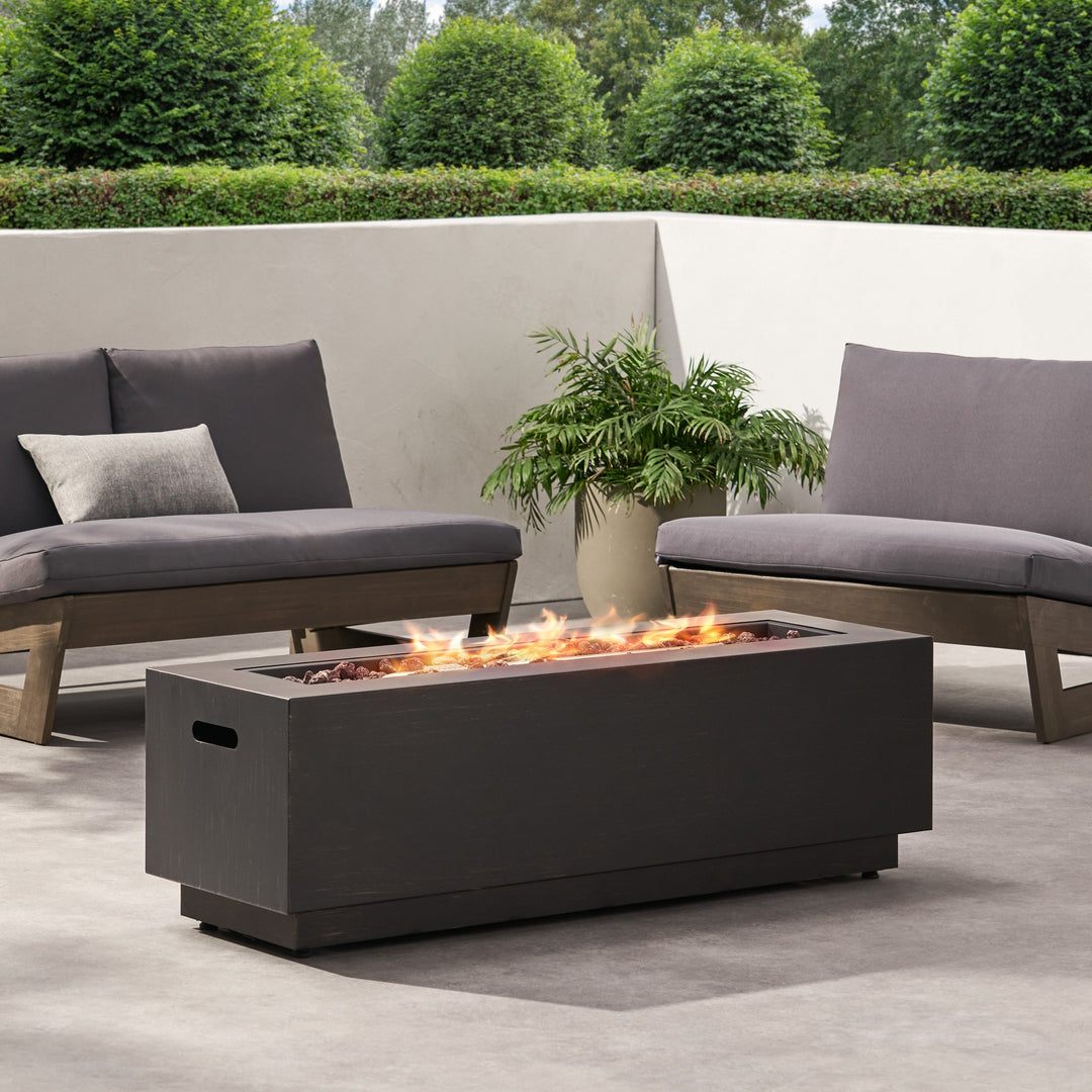 Modern Dark Grey 40' Outdoor Iron Propane Fire Pit