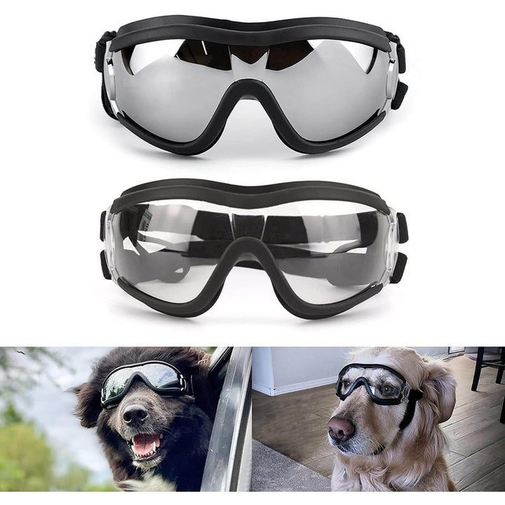 PETLESO Dog Goggles Large Breed, Large Dog Sunglasses Eye Protection for Dogs Windproof Goggles for Medium Large Dog Riding Biking Driving, Black