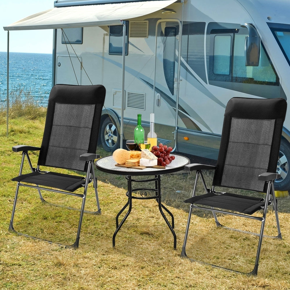 2 Pcs Portable Patio Folding Dining Chairs Setup
