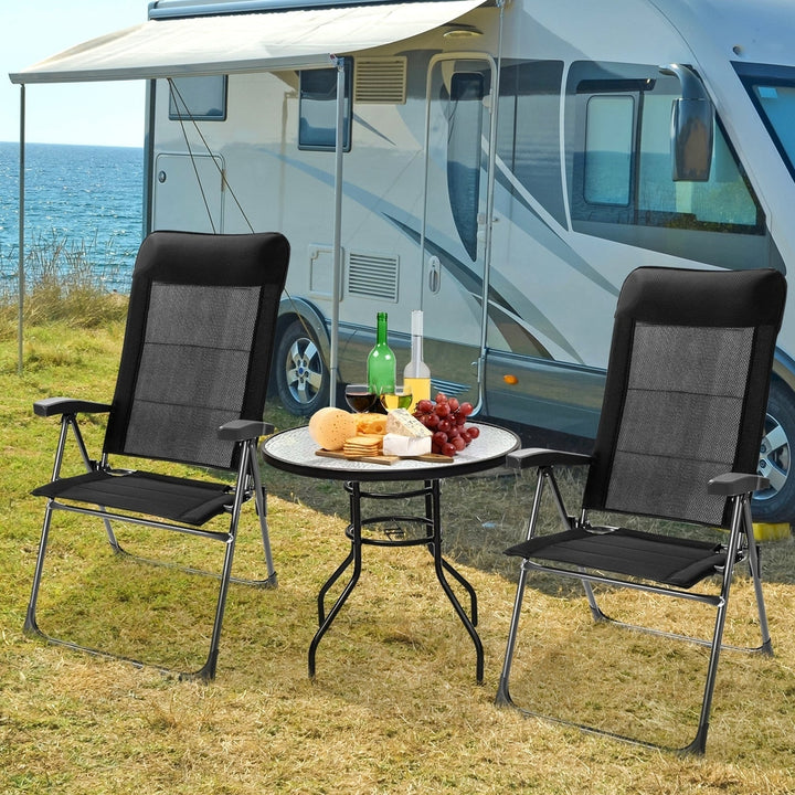 2 Pcs Portable Patio Folding Dining Chairs Setup