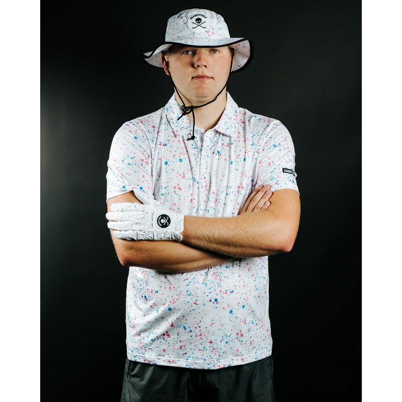 Shank it Golf Paint Splatter Polo White