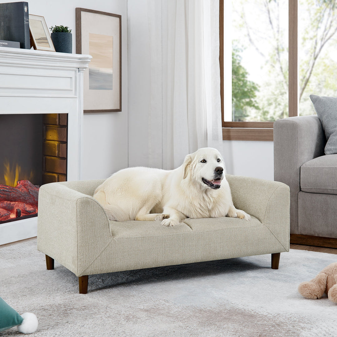 Modern Rectangular Pet Sofa with Backrest and Armrests