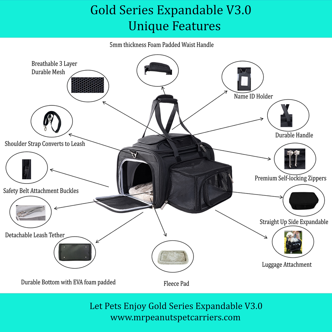 Mr. Peanut's Gold Series Standard Size Airline Compliant Expandable Pet Carrier