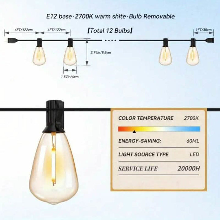 50 Ft. Solar String Outdoor Lights for Home and Garden