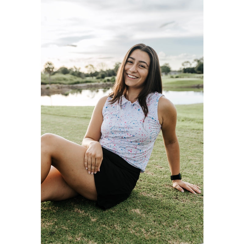 Shank it Golf Womens White Paint Splatter Polo