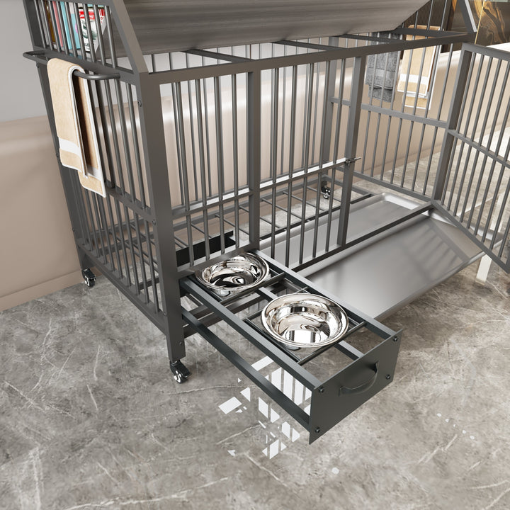 Large Pet Cage with Storage Rack and Stainless Steel Basins
