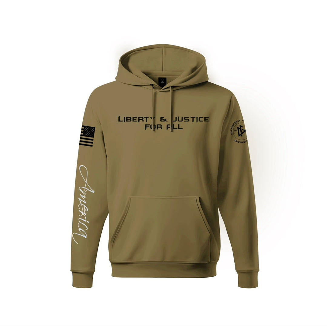 DeemedFit Pullover Hoodie "Liberty & Justice" - Olive