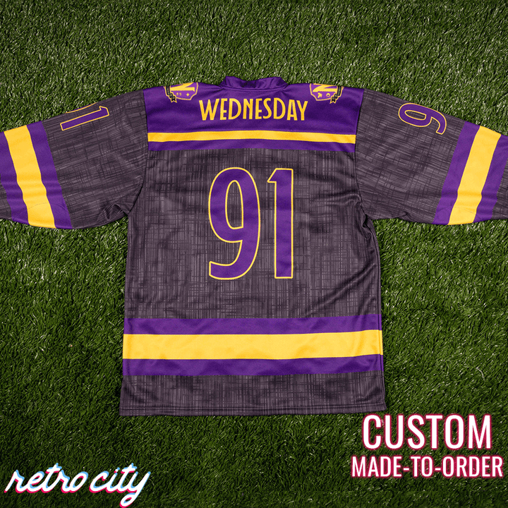 Nevermore Academy hockey jersey custom lace-up design