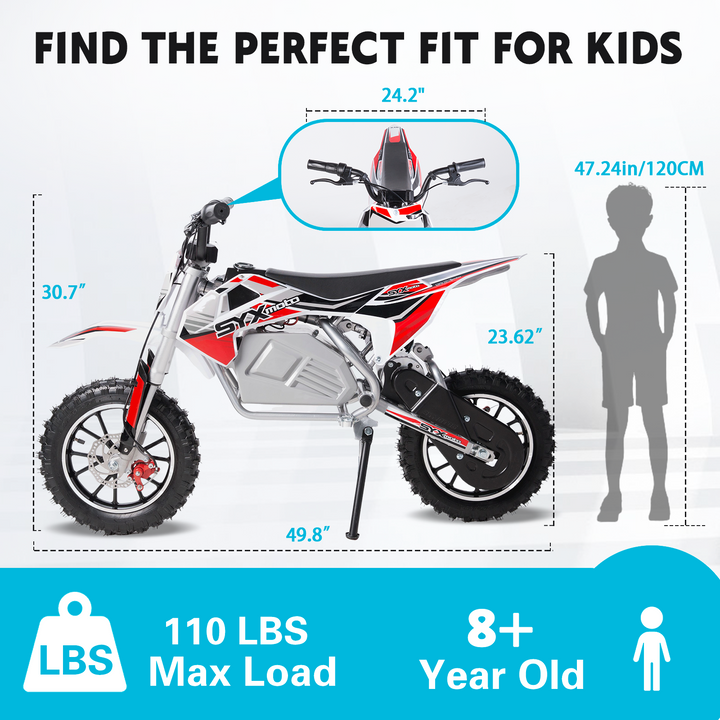 SYX MOTO KBE 500W Kids Electric Dirt Bike for Beginners