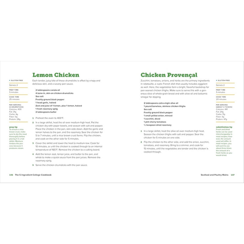 The 5-Ingredient College Cookbook: Easy, Healthy Recipes for the Next Four Years & Beyond Spiral Bound