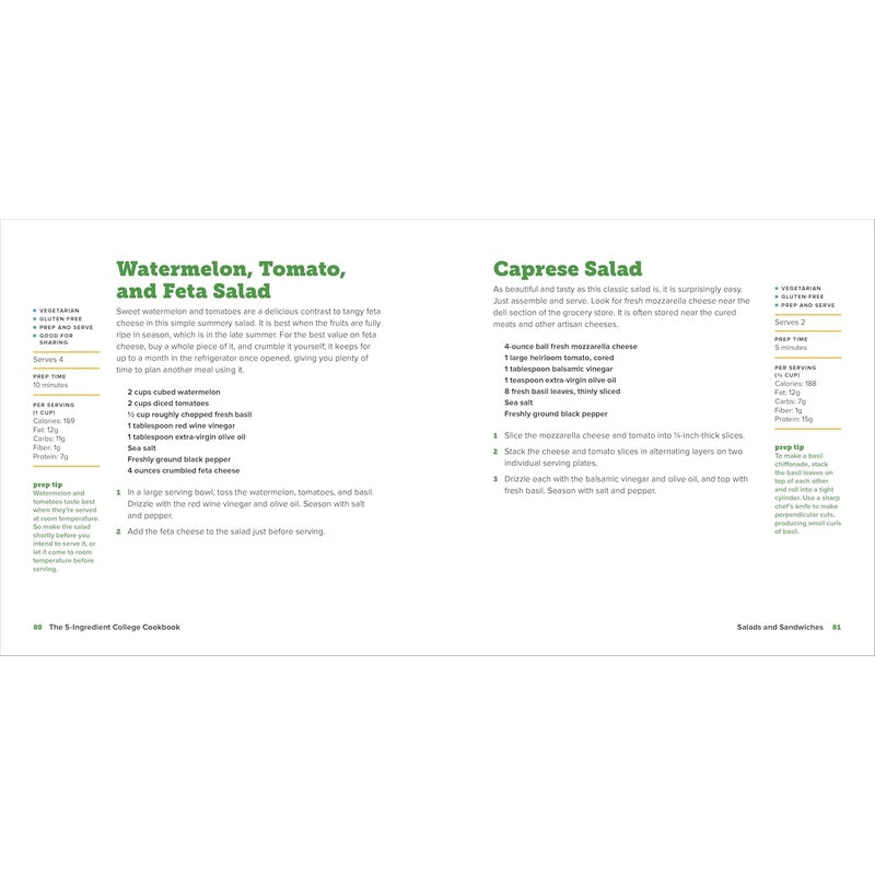 The 5-Ingredient College Cookbook: Easy, Healthy Recipes for the Next Four Years & Beyond Spiral Bound