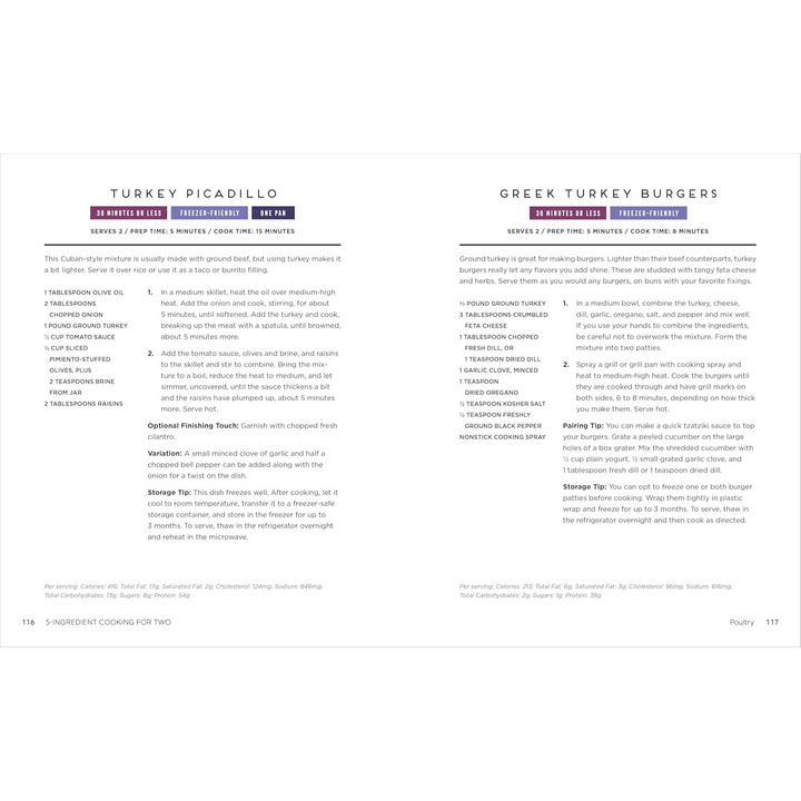 5-Ingredient Cooking for Two: 100 Recipes Portioned for Pairs Spiral Bound