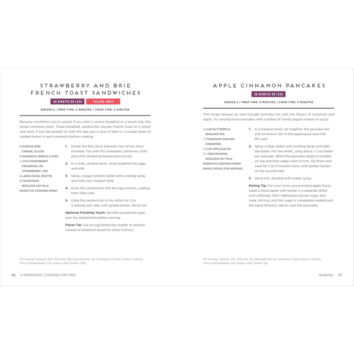 5-Ingredient Cooking for Two: 100 Recipes Portioned for Pairs Spiral Bound