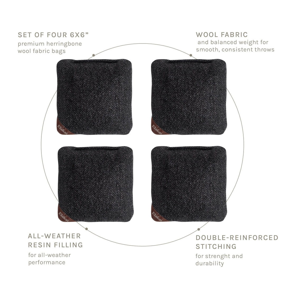 6-in Herringbone Cornhole Bags | Premium All-Weather Collection