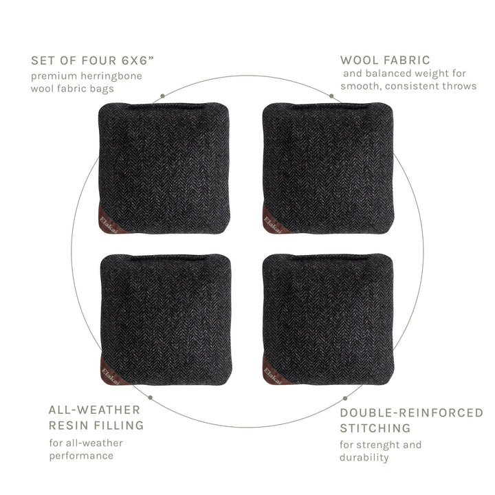 6-in Herringbone Cornhole Bags | Premium All-Weather Collection