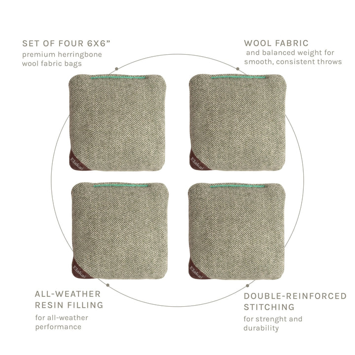 6-in Herringbone Cornhole Bags | Premium All-Weather Collection
