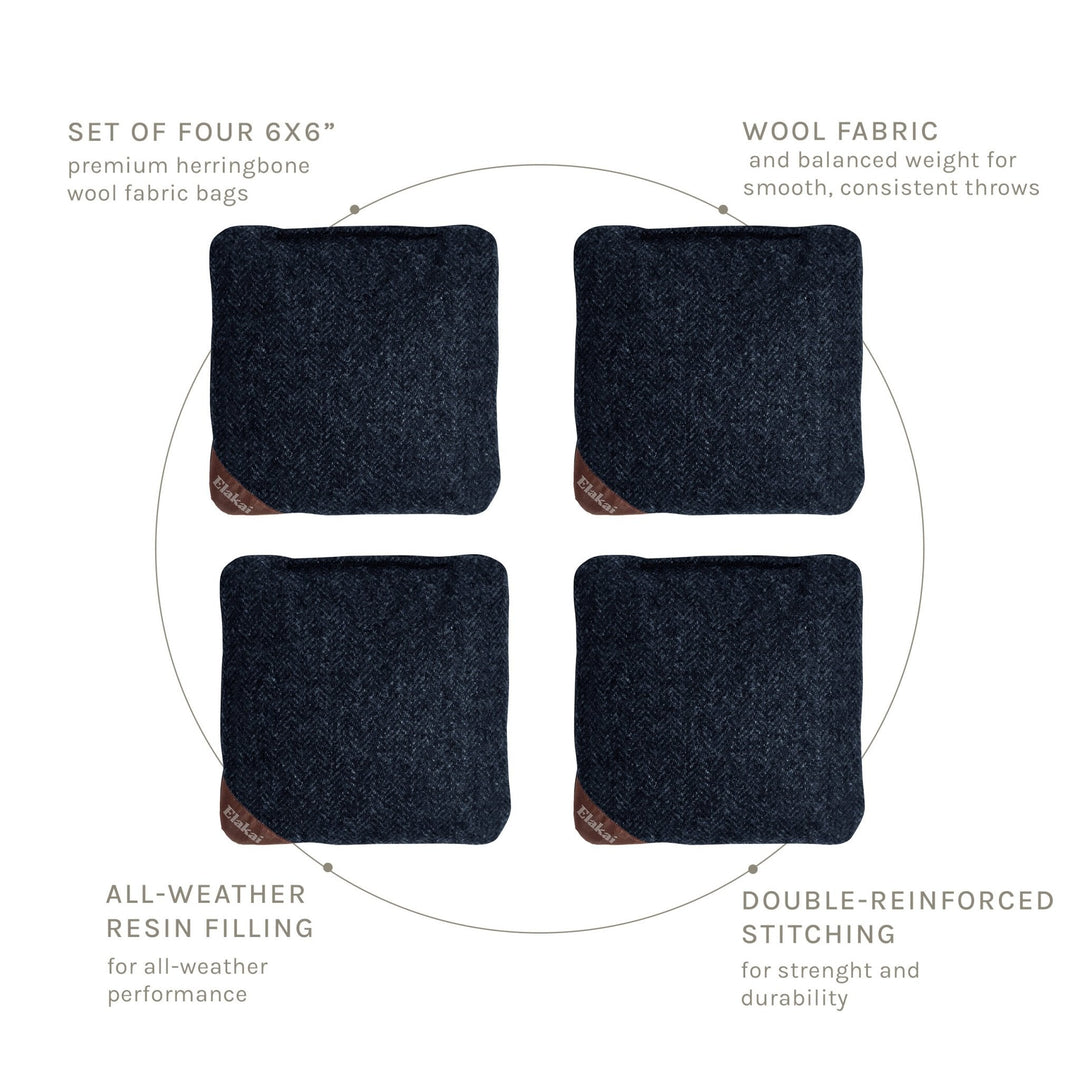 6-in Herringbone Cornhole Bags | Premium All-Weather Collection