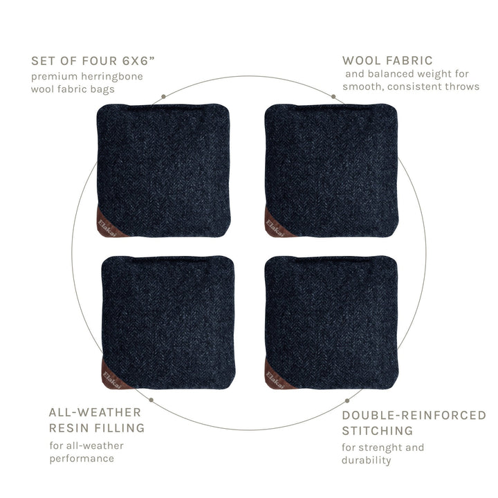6-in Herringbone Cornhole Bags | Premium All-Weather Collection