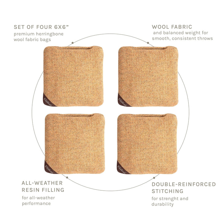 6-in Herringbone Cornhole Bags | Premium All-Weather Collection