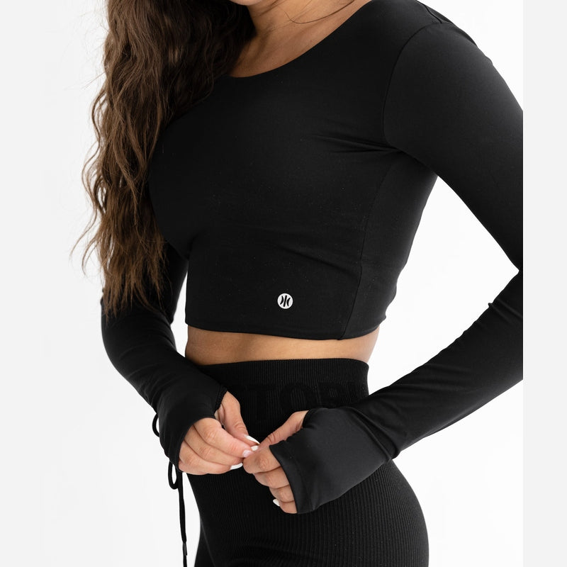 Astoria LIVE LUXE Crossed Sleeve Crop - Black