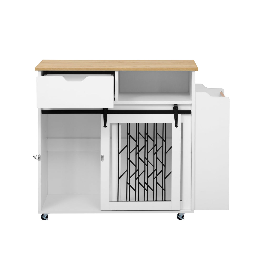 2-in-1 Pet Friendly Dog Crate Kitchen Island End Table