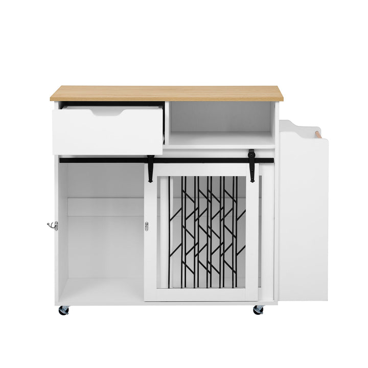 2-in-1 Pet Friendly Dog Crate Kitchen Island End Table