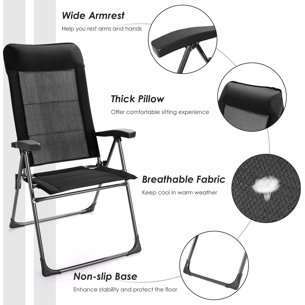 2 Pcs Portable Patio Folding Dining Chairs Setup