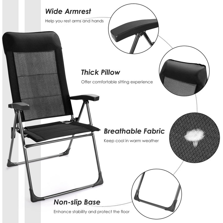 2 Pcs Portable Patio Folding Dining Chairs Setup