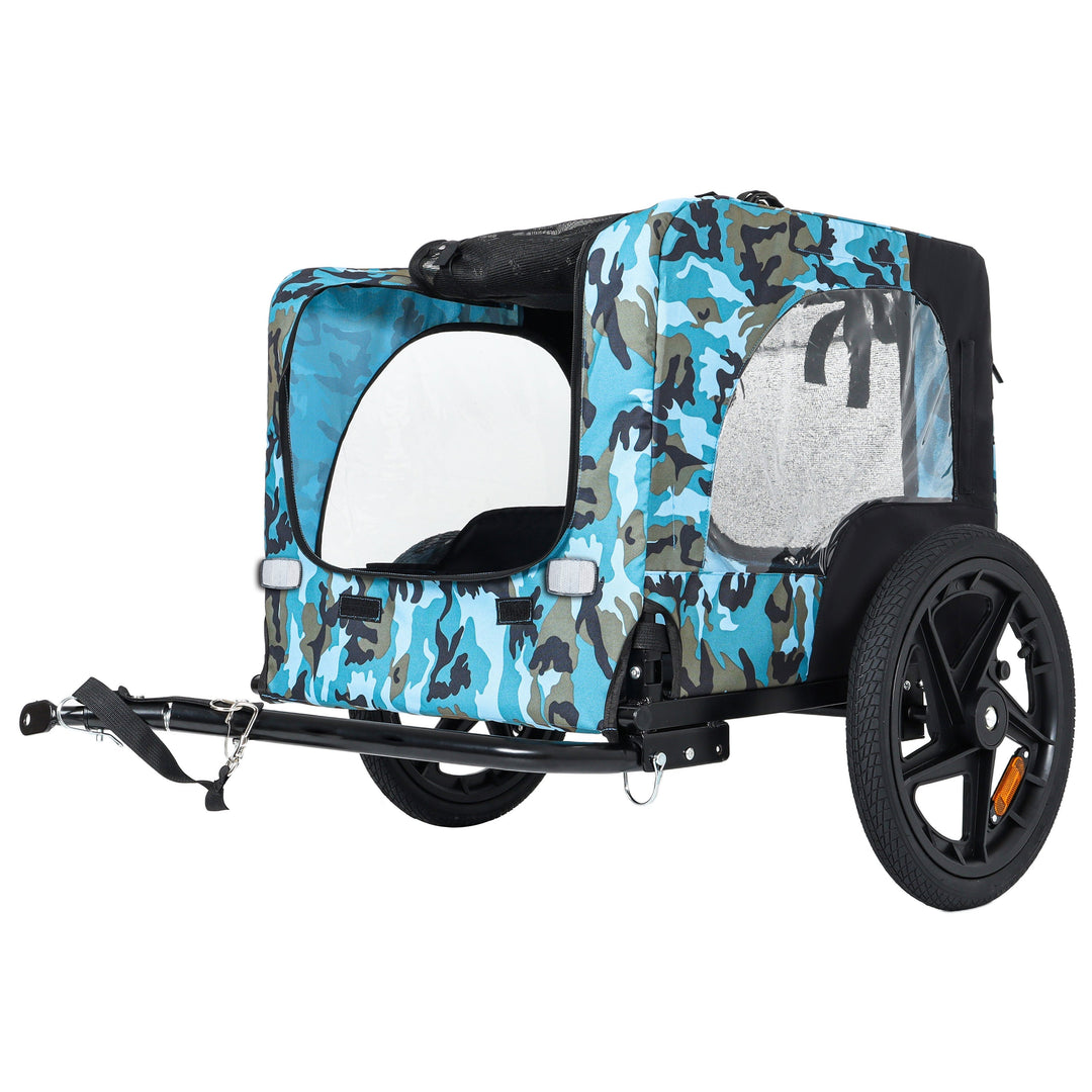 Outdoor Heavy Duty Collapsible Pet Bike Trailer with 16-Inch Wheels