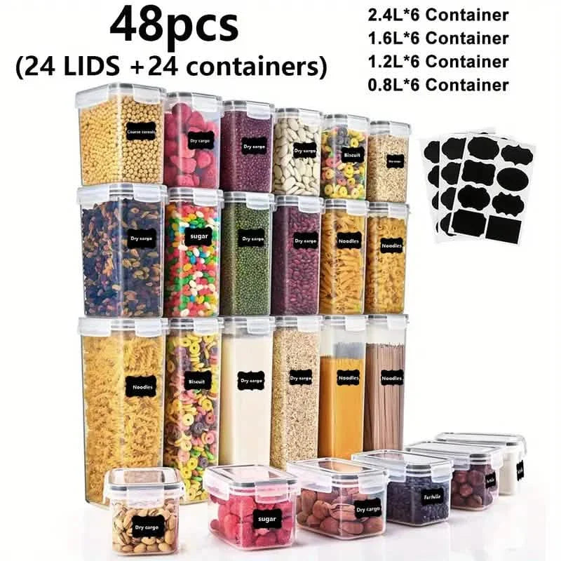 48-Piece Food Storage Container Set for Kitchen Organization