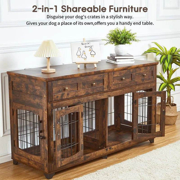 Dog Crate Furniture with Openable Partition
