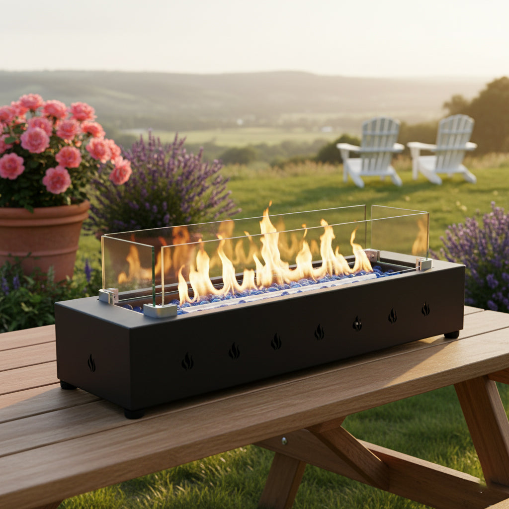 28-Inch Rectangle Fire Pit with Propane Heating