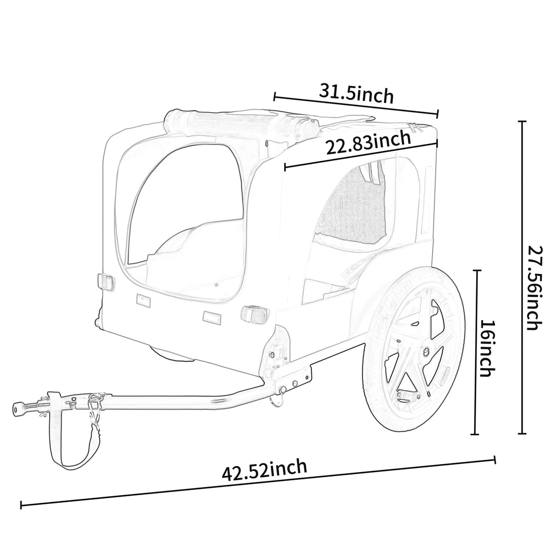 Pet Bike Trailer Dog Cart for Medium Dogs up to 66 lbs