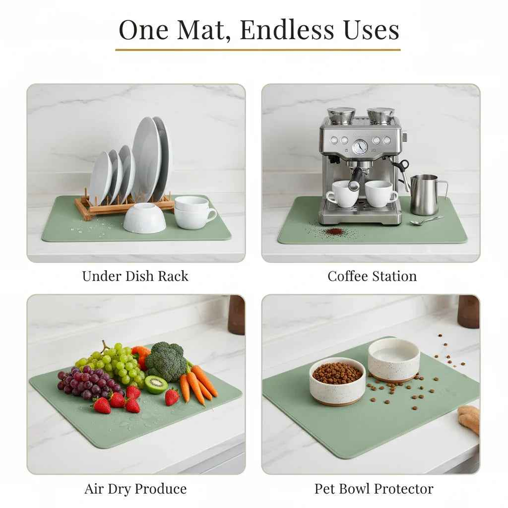 Absorbent Kitchen Dish Drying Mat by Strabella