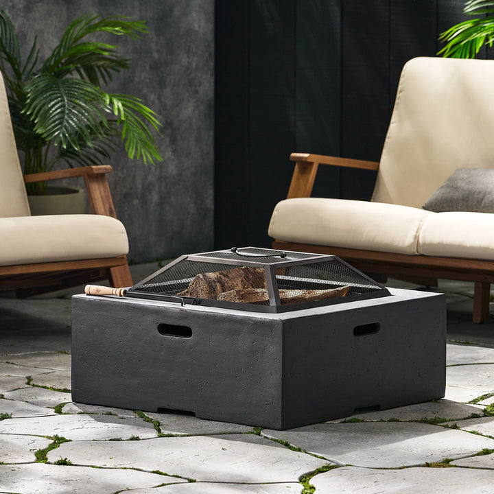 29 Inch Square Wood-Burning Fire Pit for Outdoor Spaces