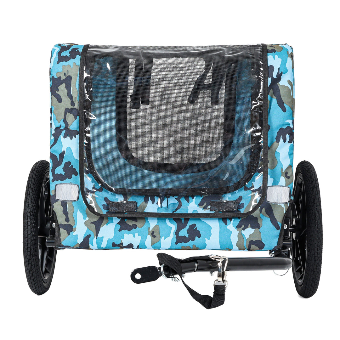 Outdoor Heavy Duty Collapsible Pet Bike Trailer with 16-Inch Wheels