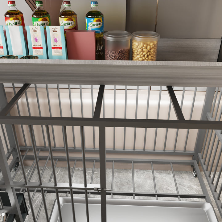 Large Pet Cage with Storage Rack and Stainless Steel Basins